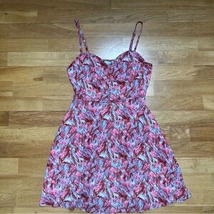 Sunday Best Women’s Pink Red Printed Spaghetti-Strap Mini Dress